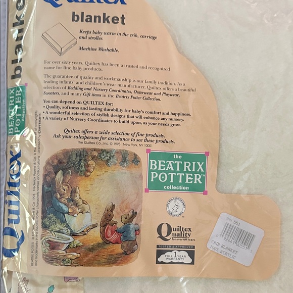 Vintage Quiltex Beatrix Potter Blanket - Yellow and Blue - Picture 5 of 9